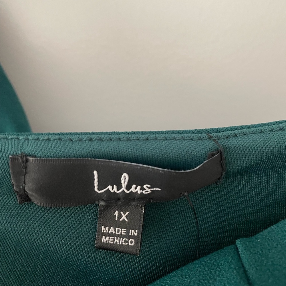 NWT Lulus Boastful Beauty Hunter Green One-Shoulder Mermaid Maxi Dress - Picture 4 of 5